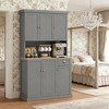 ORRD 6-Door Kitchen Buffet with Glass Doors & 2 Drawers | Vintage Storage Cabinet with Adjustable Shelves & Anti-Tip Strap，White - 2 of 4