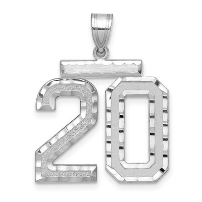 Black Bow Jewelry 14k White Gold, Varsity Collection, Large D/C Pendant, Number 20