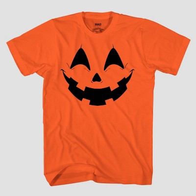 Men's Pumpkin Face Short Sleeve Graphic T-Shirt - Orange