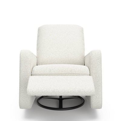 Ivory Boucle Swivel Recliner Accent Chair with Metal Base