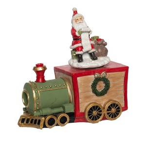 Transpac Resin 7.5 in. Multicolor Christmas Santa's Village Train Music Box - 1 of 4