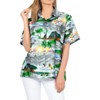 LA LEELA Women's Beach Hawaiian Short Sleeve Blouse Shirt M Island View Grey - 4 of 4