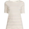Lands' End Women's Supima Cotton Elbow Sleeve Boatneck Button Shoulder Tee - 3 of 4