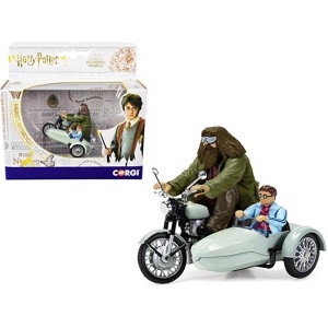 Motorcycle and Sidecar Light Green w/Harry and Hagrid Figures "Harry Potter" (2010) Movie Diecast Motorcycle Model  by Corgi - 1 of 3