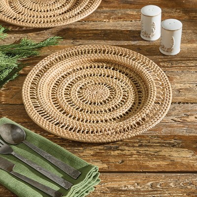 Natural Rattan Spiral Design Charger Plates Set of 4