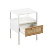 Rattan Nightstand Set of 2, 15.75" Rattan End Table, Cane End Table with Drawer, Rattan Wood End Side Accent Table Nightstand with Solid Wood Legs W - 4 of 4