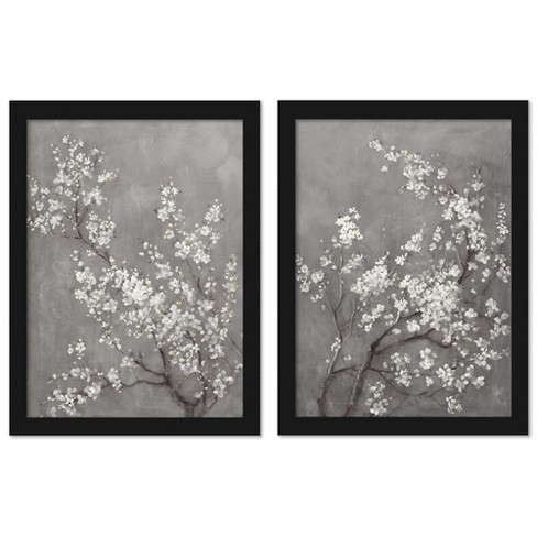 cherry blossom painting black and white
