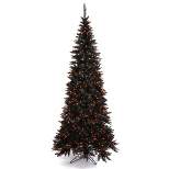 Vickerman Black Fir with Orange Lights Slim Artificial Christmas Tree