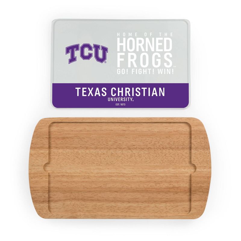 NCAA TCU Horned Frogs Parawood Billboard Glass Top Serving Tray, 3 of 5