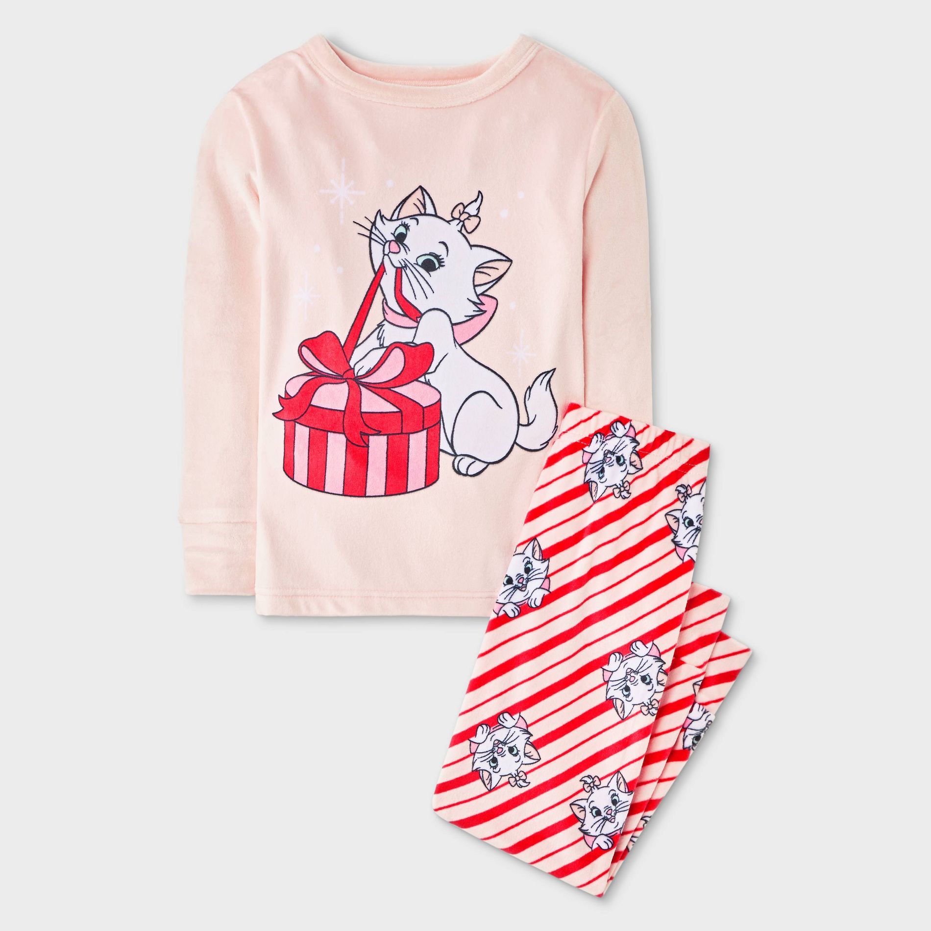 Toddler Girls' Holiday Aristocats Marie Snuggly Soft Snug Fit Pajama Set 2pc - Pink
