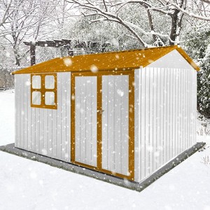 KWPZQEB Metal Garden Sheds, Outdoor Storage Sheds with Window & Sloped Roof, Waterproof Metal Garden Shed for Backyard, Poolside, Lawn - 1 of 4