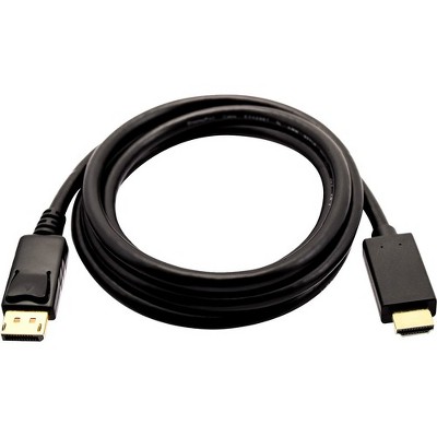 V7 Black Video Cable DisplayPort Male to HDMI Male 2m 6.6ft - 6.56 ft DisplayPort/HDMI A/V Cable for PC, Monitor, Projector, Audio/Video Device