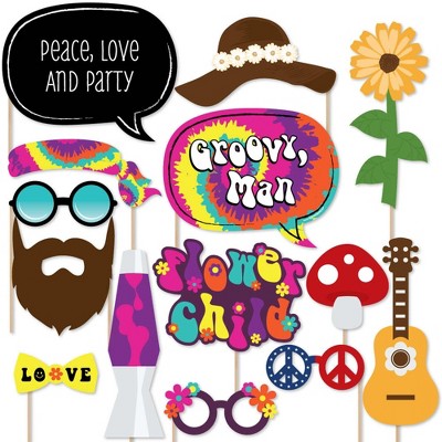 Big Dot of Happiness 60's Hippie - 1960s Groovy Party Photo Booth Props Kit - 20 Count