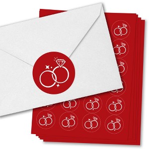 Big Dot of Happiness Cherry Red Wedding Envelope Seal Stickers, Round Circle Stickers to Seal Cards, Announcement Envelope Seals - 120 Count - 1 of 4
