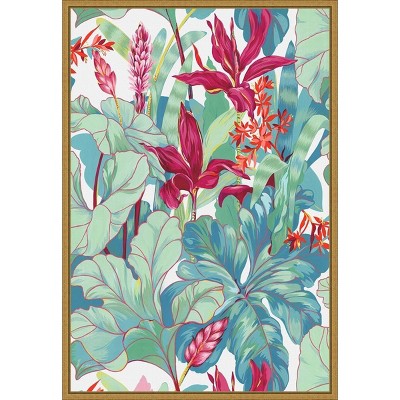 16" x 23" Tropical Flowers I by N.H. Egan Framed Canvas Wall Art - Amanti Art