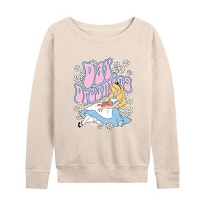 Women's - Disney - Alice in Wonderland Lightweight French Terry Wide Neck Long Sleeve Shirt - 1 of 4