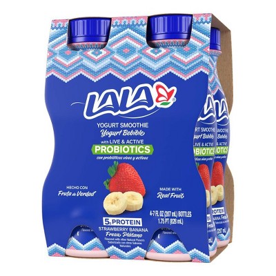LALA Strawberry Banana Cereal Probiotic Yogurt Drink - 4ct/7 fl oz