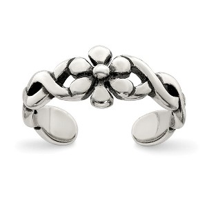 Black Bow Jewelry Antiqued Daisy and Twist Toe Ring in Sterling Silver - 1 of 4