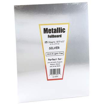Hygloss Metallic Foilboard, 8-1/2 x 11 Inches, Silver, 25 Sheets