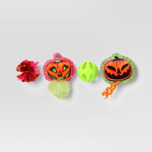 Halloween Multipack Retro Pumpkins and Balls Plush Cat Toy Set - 4pc - Hyde and EEK! Boutique™ - 1 of 3