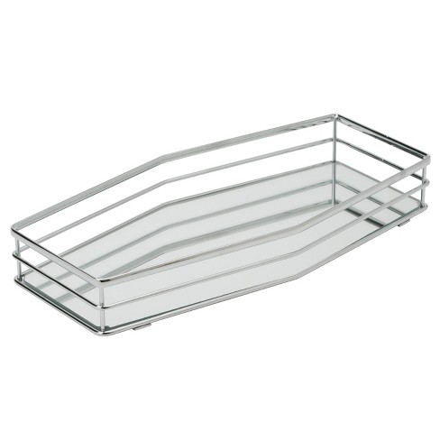 Double Rail Design Bathroom Tray Chrome - Home Details: Steel Vanity Organizer, Spot Clean : Target