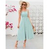 Clearlove Women's Casual Summer Midi Dress Spaghetti Strap Button Down Sleeveless A-Line Beach Swing Sundress - 3 of 4