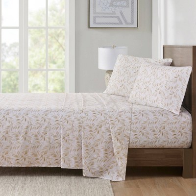 King Tan Leaves Cotton Percale Sheet Set