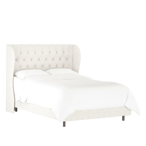 Queen Tufted Wingback Bed Off White, White Tufted Queen Bed