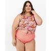 Lime Ricki Women's Groovy Blooms/Sherbert Stripe Reversible Ultra High-Waist Bottom - 4 of 4