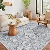 Acekool 5x7 Washable Area Rug - Boho Vintage Distressed Design, Stain Resistant Low Pile Rug for Living Room, Bedroom, Office, Grey - 3 of 4
