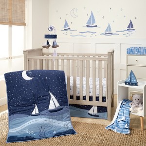 Lambs & Ivy Little Skipper 3-Piece Sailboat Nautical Nursery Crib Bedding Set - 1 of 4