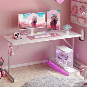 Bestier Gaming Desk 42" Small Computer Desk for Home Office with LED Lights & Monitor Stand - 1 of 4