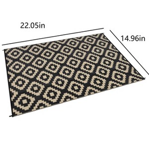 Waterproof, Plastic Straw Area Rug, Large Floor Mat Reversible, Geometric RV Mat for Patio Porch Balcony Backyard  Camping - 1 of 4