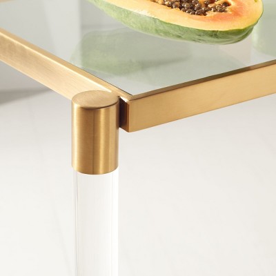 Gold and Clear Glass Mid-Century Modern Console Table