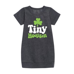 - Instant Message - St. Patrick's Day Tiny Hooligan Graphic Short Sleeve Fleece Dress - 1 of 3