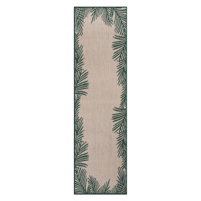 World Rug Gallery Tropical Floral Palm Leaves Textured Flat Weave Indoor/Outdoor Area Rug