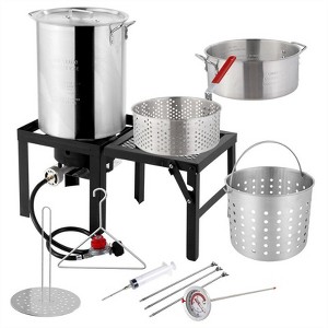 Winado 30QT Turkey Fryer and 10QT Fish Fryer Kit with Propane Stove and Foldable Side Table - 1 of 4