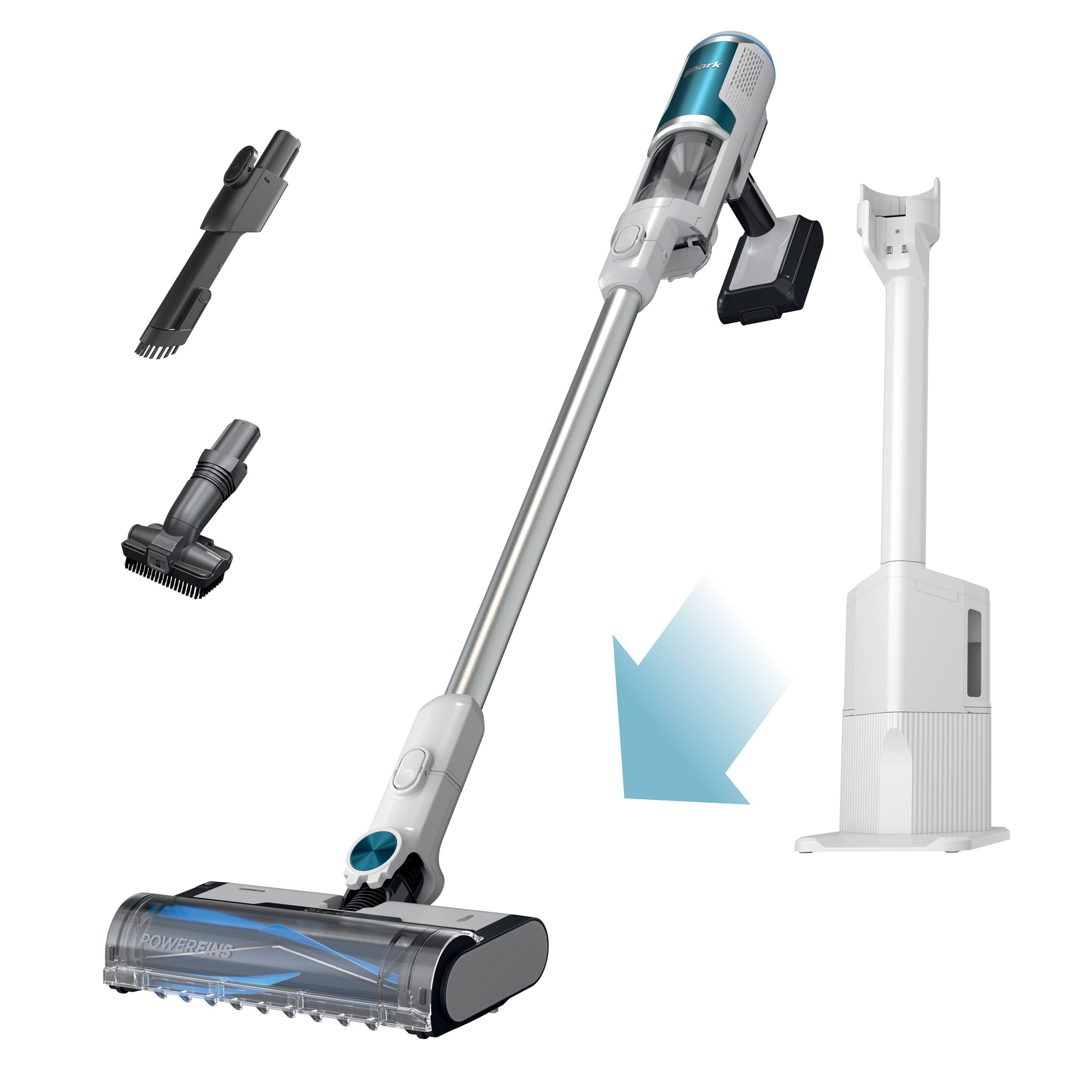 Shark Clean & Empty Cordless Stick Vacuum & Auto-Empty System BU3521 10" Cleaning Path White: Bagless, 40 Min Run Time