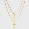 14K Gold Dipped Double Cross Pendant Multi-Strand Necklace - Gold - 2 of 4