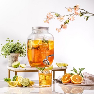 Yorkshire Clear Glass Drink Dispenser with Stainless Steel Spigot