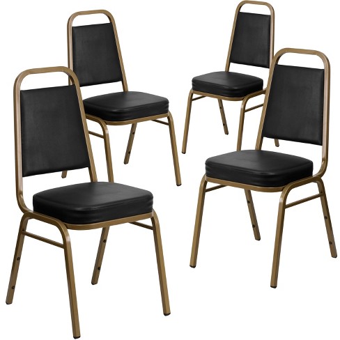  EMMA + OLIVER Trapezoidal Back Banquet Chair, Black Vinyl/Black  Frame : Office Products