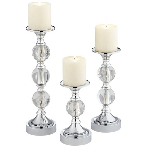 Chrome and glass clearance candle holders