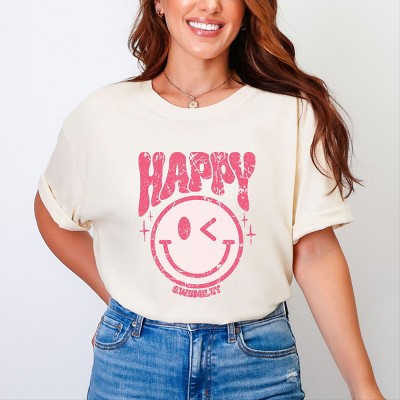 Simply Sage Market S.W.Smiley Pink Smiley Distressed Garment Dyed Tee