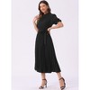 INSPIRE CHIC Women's Retro Ruffled Collar Short Sleeve A-Line Pleated Dress - 2 of 4