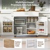 LOVSON Kitchen Island Cart with Storage, Rubberwood Top, Spacious Divided Drawers, Adjustable Shelf Towers on Wheels, White - 4 of 4
