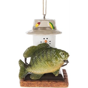 Ganz S'mores Resin Holiday Ornament, Snowman with Fish - 1 of 1
