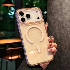 HTUTWOO Designed for iPhone 17 Pro Case, Glitter Bling Sparkle Phone Case, Transparent Shockproof Magnetic Protective Cover - 1 of 4