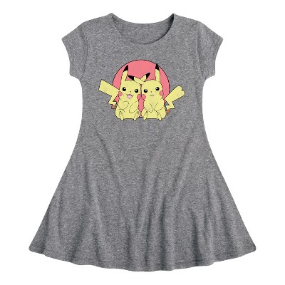 Girls' - Pokémon - Pikachu Group In Circle Fit & Flair Cap Sleeve Dress