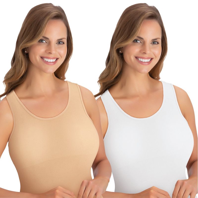 Collections Etc Ultra-Comfortable Seamless Control Shaper Camisoles 2-Pack, 2 of 5
