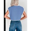 Clearlove Womens Summer Cropped Sweater Vest Trendy Cap Sleeve Crop Tops Crew Neck Loose Knit Tank Top - 4 of 4